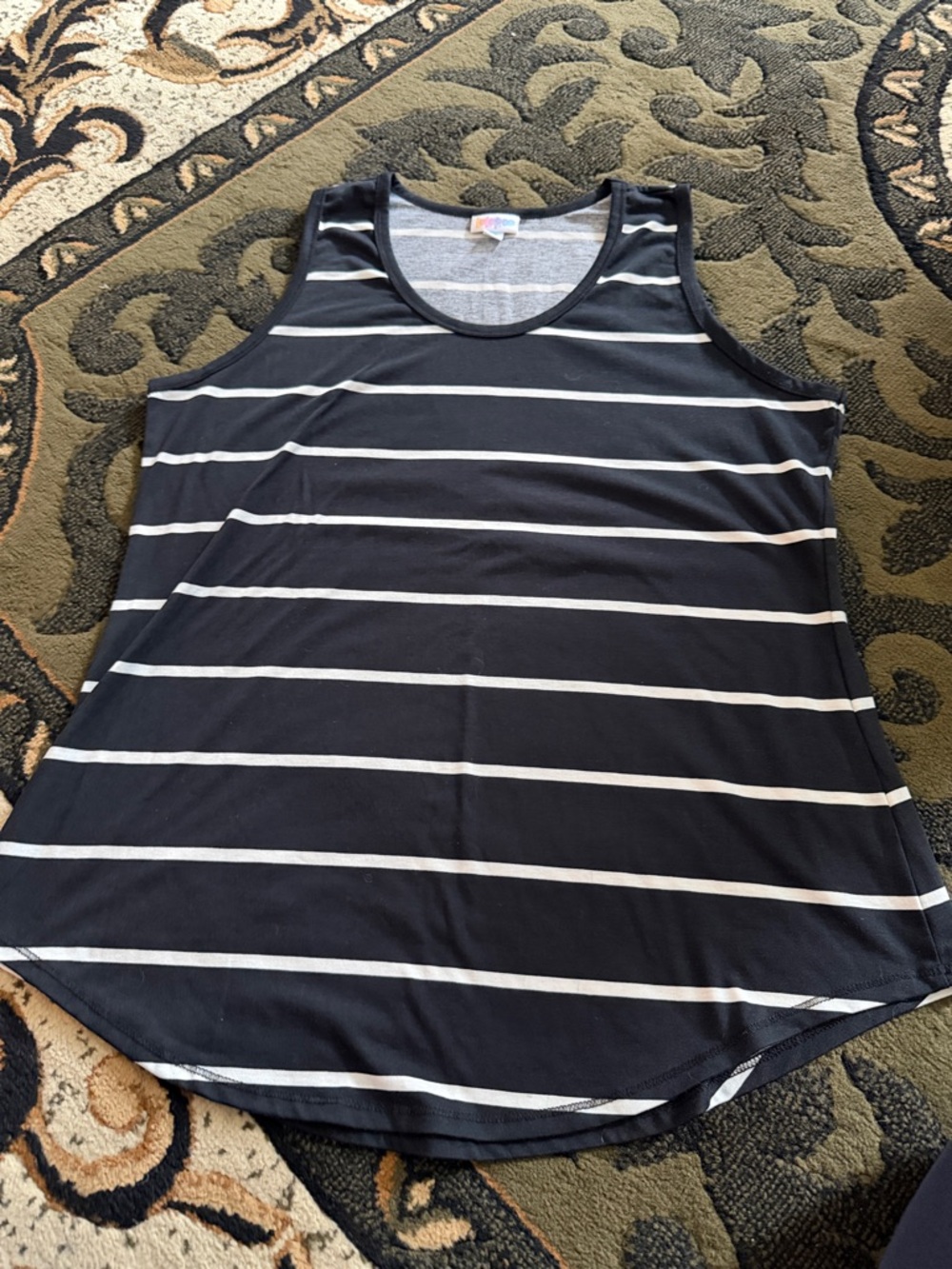 LuLaRoe Navy and White Striped Tank Top